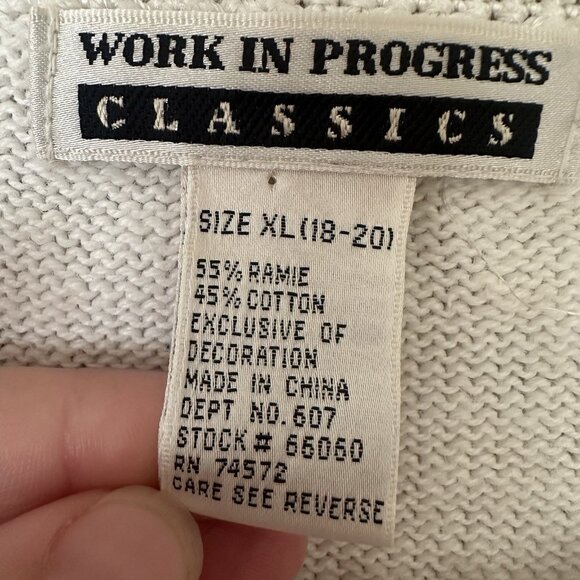 VTG Floral Embroidered Sweater Women XL Cottagecore Pastel Crochet Lace Trim - Picture 7 of 8